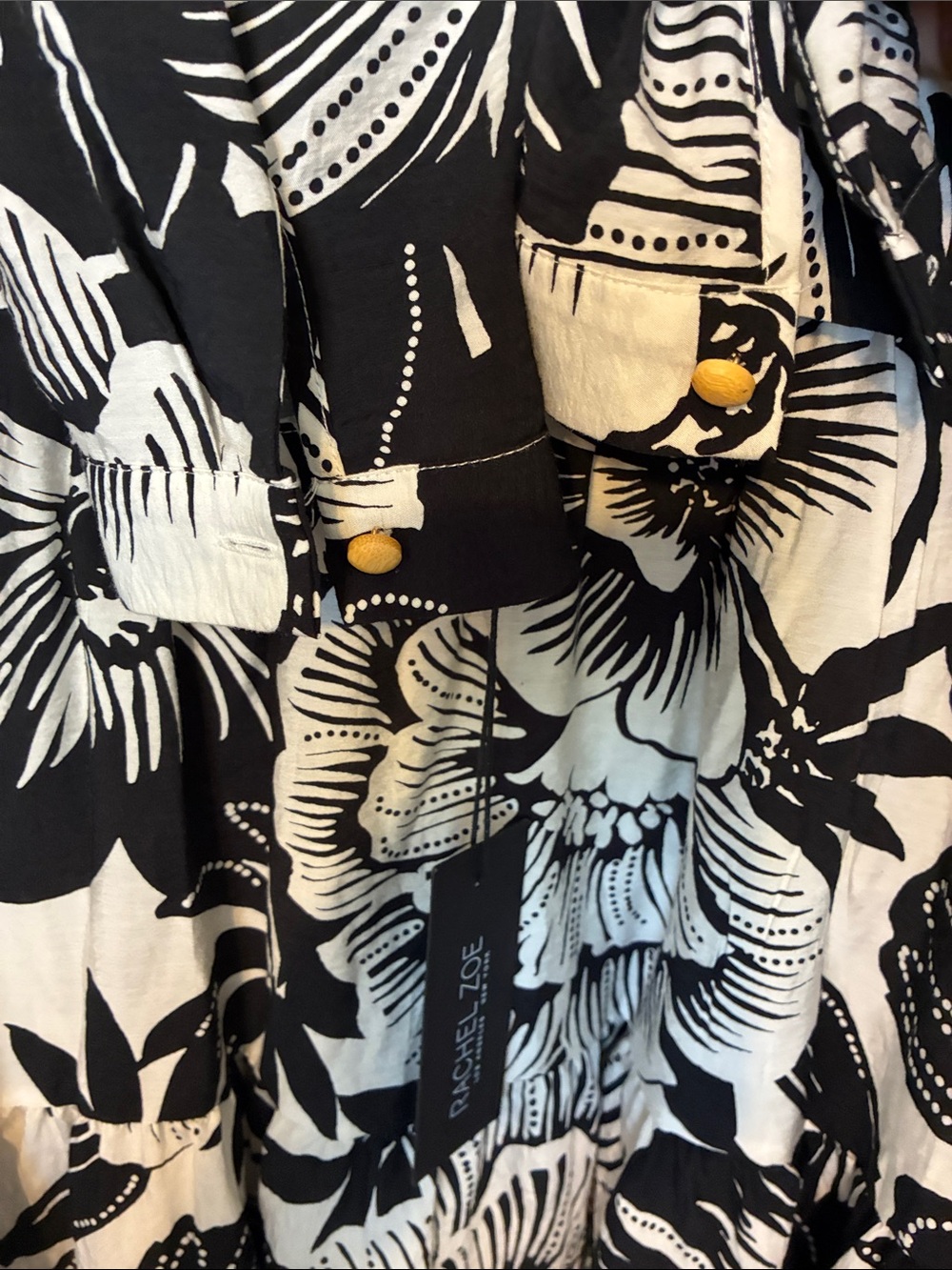 Rachel Zoe Black and White Floral Flowy Midi Dress- NWT- Size M - Picture 12 of 17